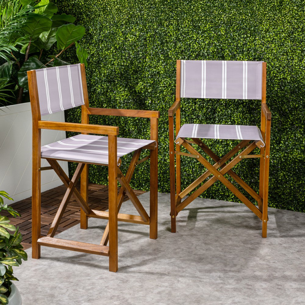 Naterra Classic Vintage Outdoor Acacia Wood Folding Director Chair with Canvas Seat