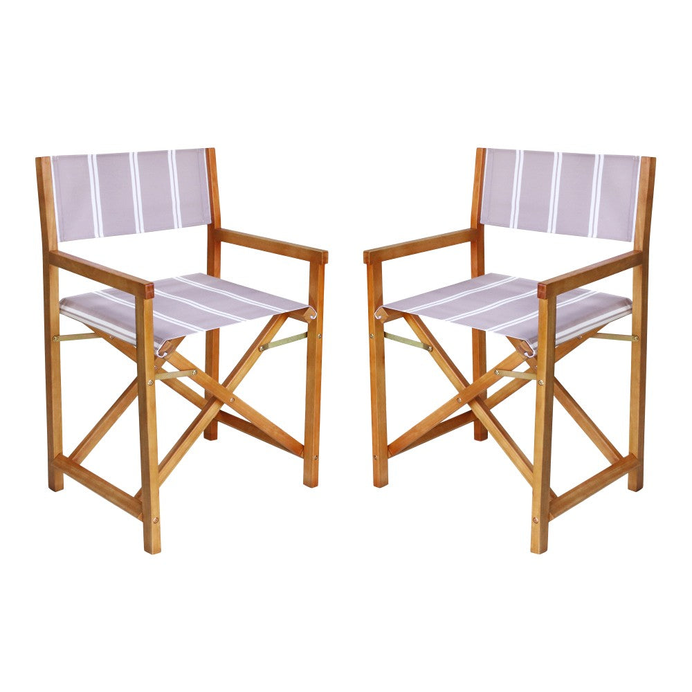 Naterra Classic Vintage Outdoor Acacia Wood Folding Director Chair with Canvas Seat
