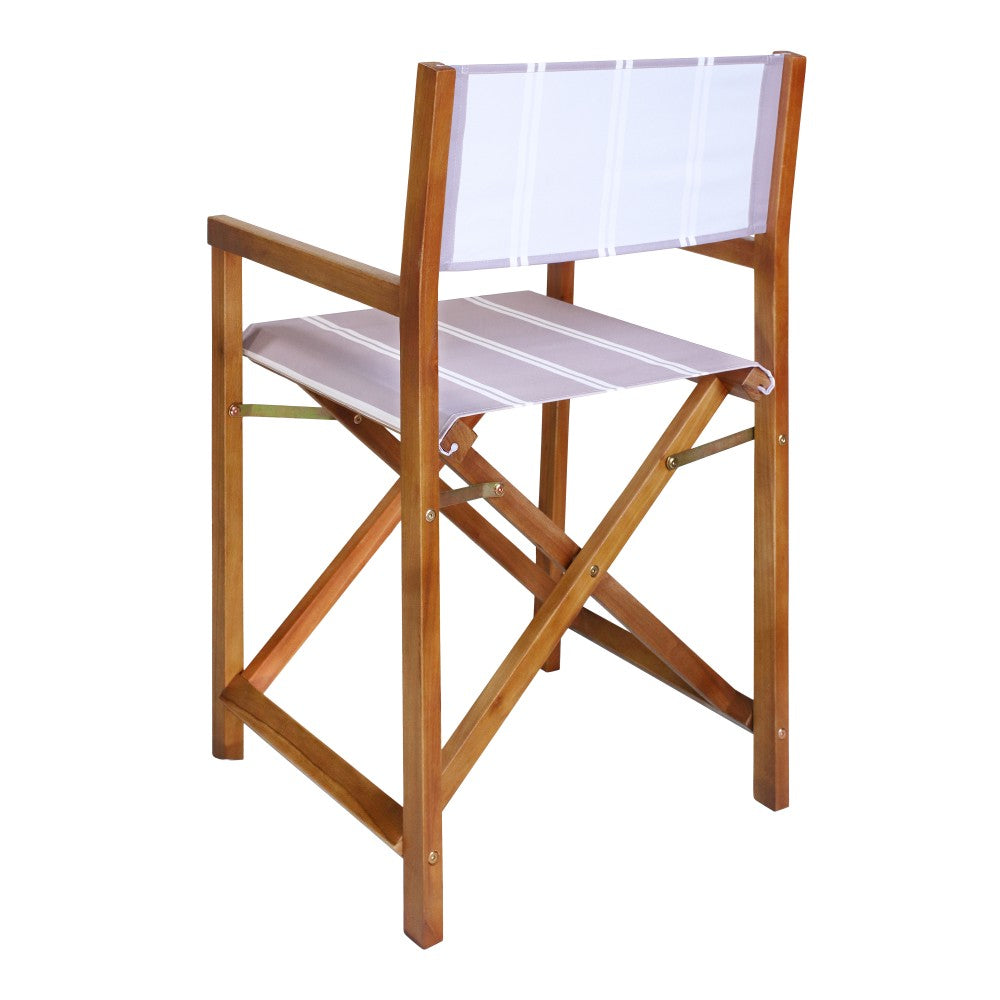 Naterra Classic Vintage Outdoor Acacia Wood Folding Director Chair with Canvas Seat