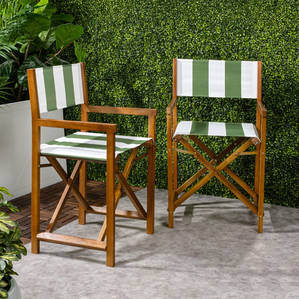 Naterra Classic Vintage Outdoor Acacia Wood Folding Director Chair with Canvas Seat