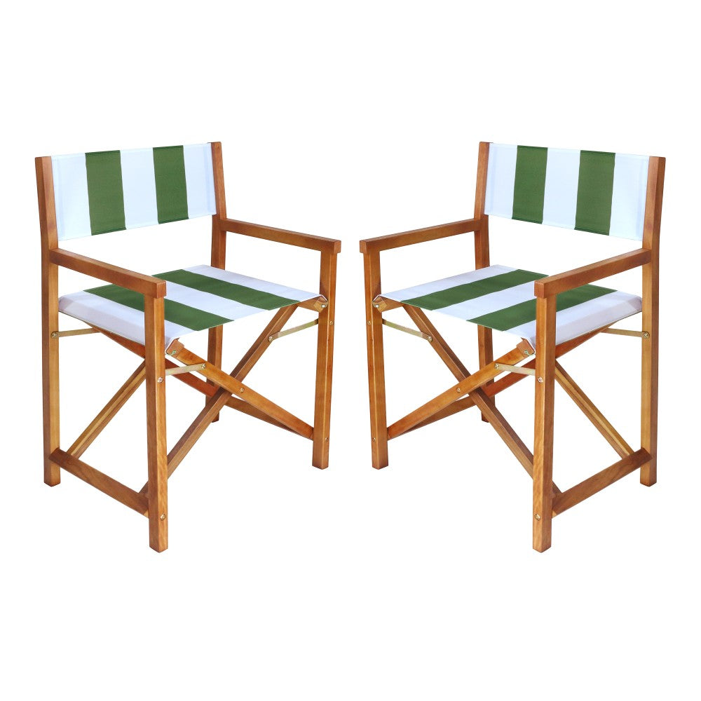 Naterra Classic Vintage Outdoor Acacia Wood Folding Director Chair with Canvas Seat