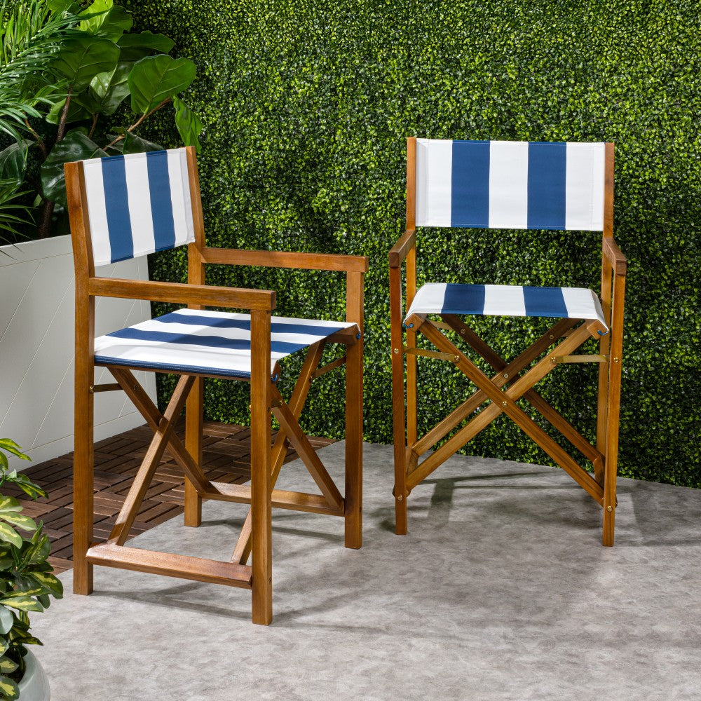 Naterra Classic Vintage Outdoor Acacia Wood Folding Director Chair with Canvas Seat