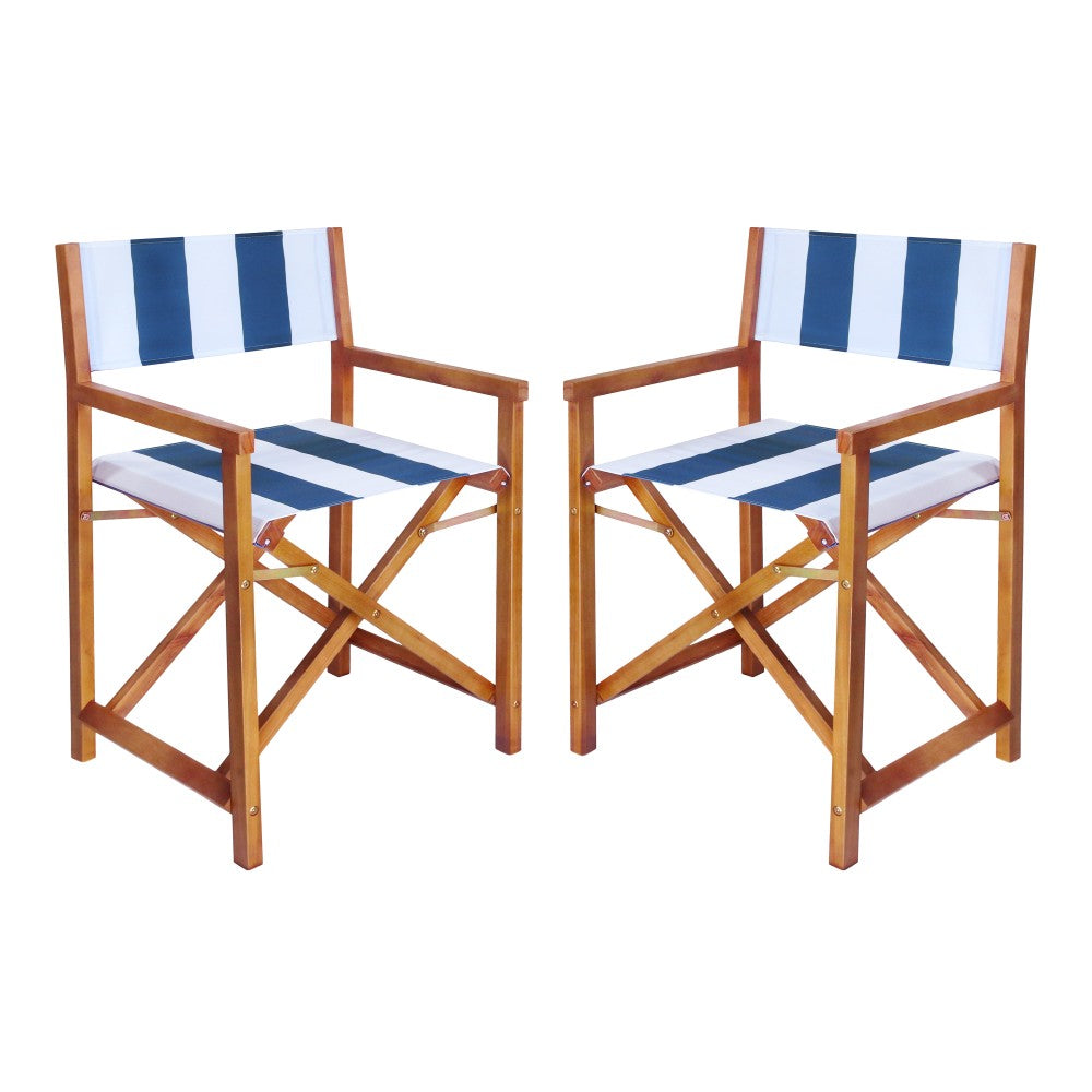 Naterra Classic Vintage Outdoor Acacia Wood Folding Director Chair with Canvas Seat