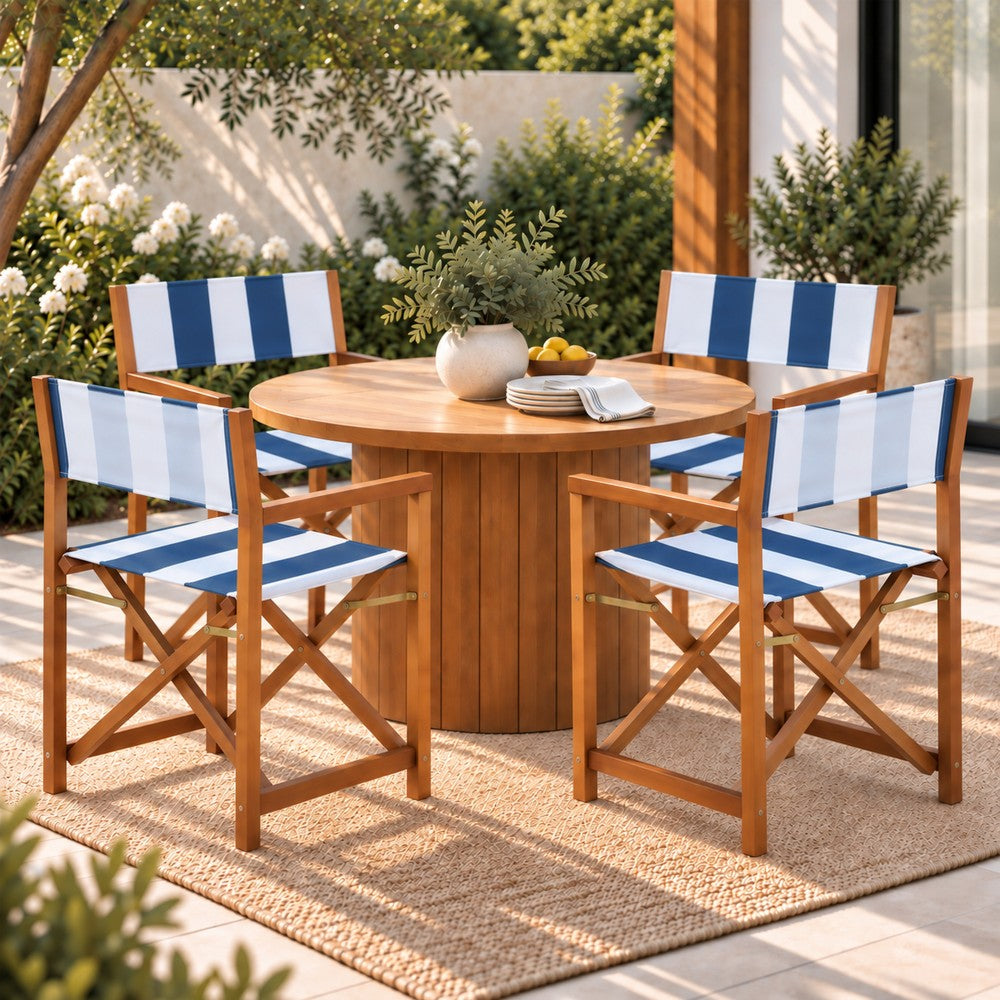 Naterra Classic Vintage Outdoor Acacia Wood Folding Director Chair with Canvas Seat