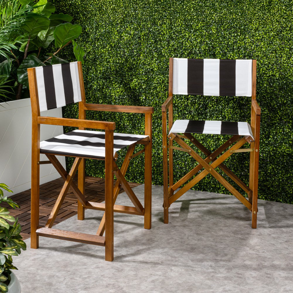 Naterra Classic Vintage Outdoor Acacia Wood Folding Director Chair with Canvas Seat