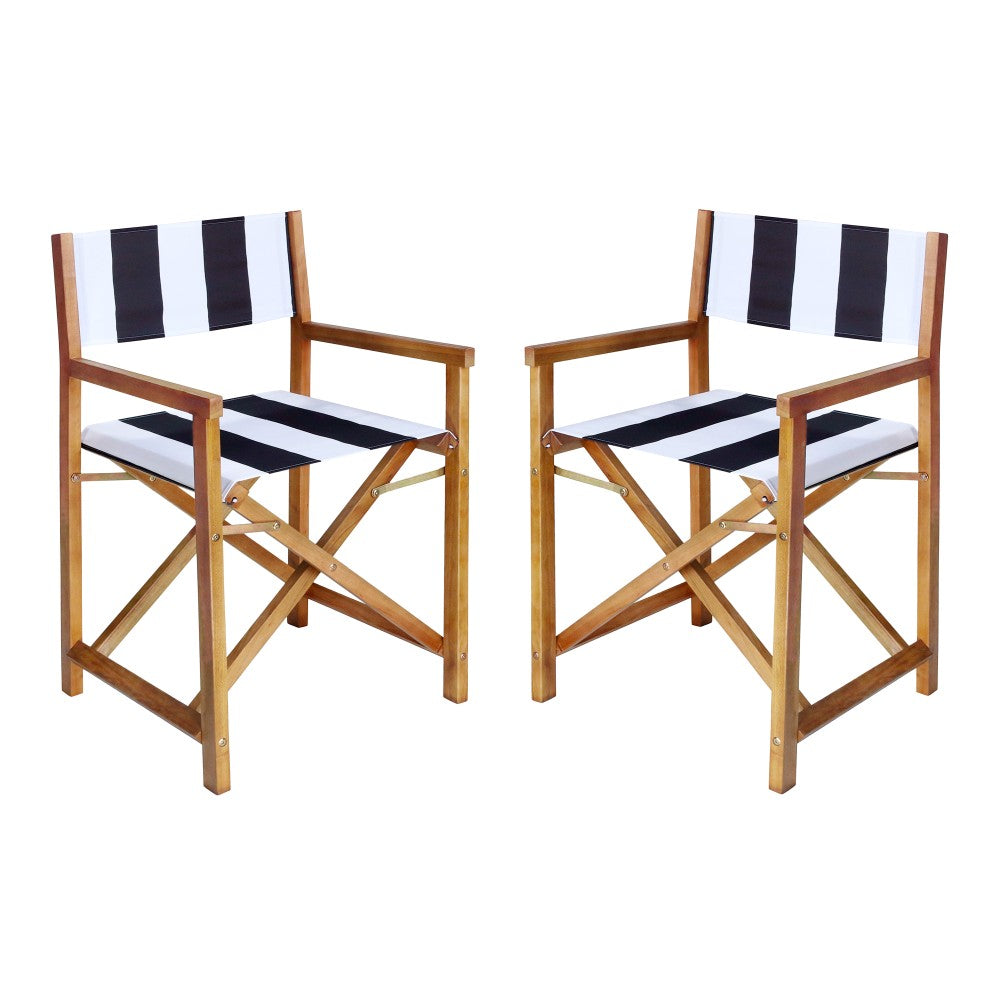 Naterra Classic Vintage Outdoor Acacia Wood Folding Director Chair with Canvas Seat