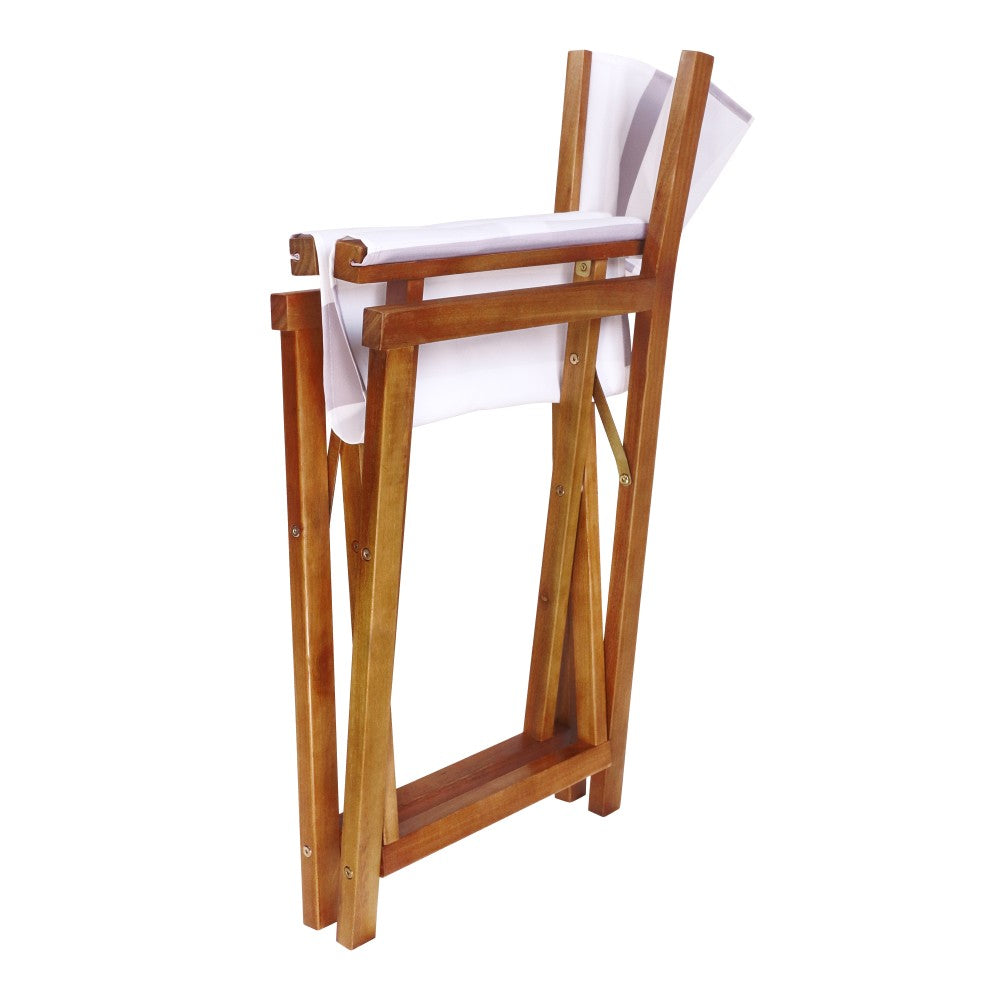 Naterra Classic Vintage Outdoor Acacia Wood Folding Director Chair with Canvas Seat