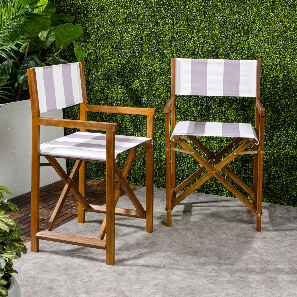 Naterra Classic Vintage Outdoor Acacia Wood Folding Director Chair with Canvas Seat