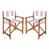 Lavender and White Stripe/Teak Brown (Set of 2)