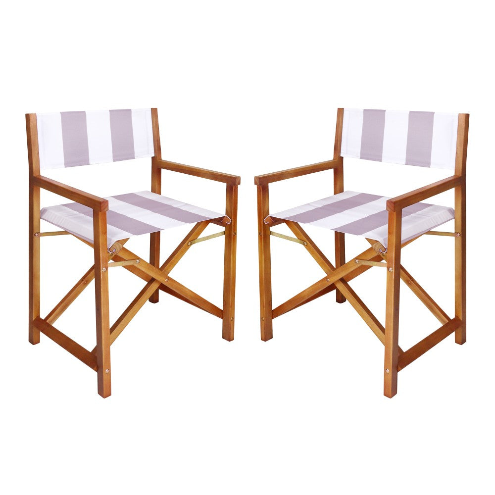 Naterra Classic Vintage Outdoor Acacia Wood Folding Director Chair with Canvas Seat