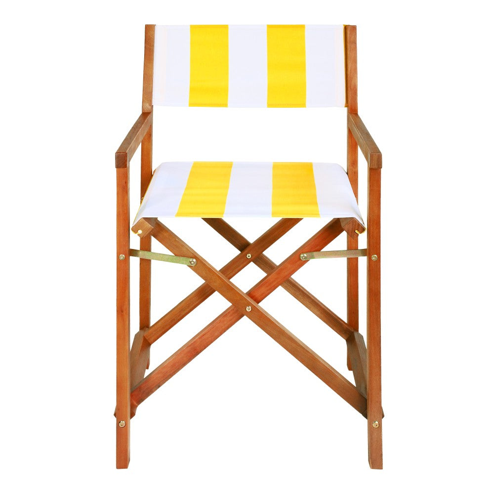 Naterra Classic Vintage Outdoor Acacia Wood Folding Director Chair with Canvas Seat