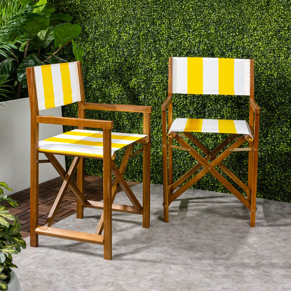 Naterra Classic Vintage Outdoor Acacia Wood Folding Director Chair with Canvas Seat