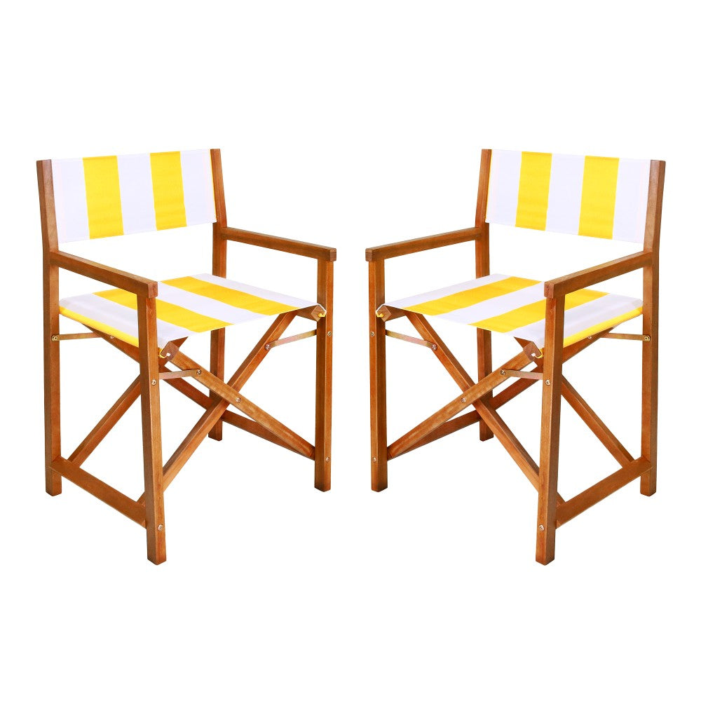 Naterra Classic Vintage Outdoor Acacia Wood Folding Director Chair with Canvas Seat