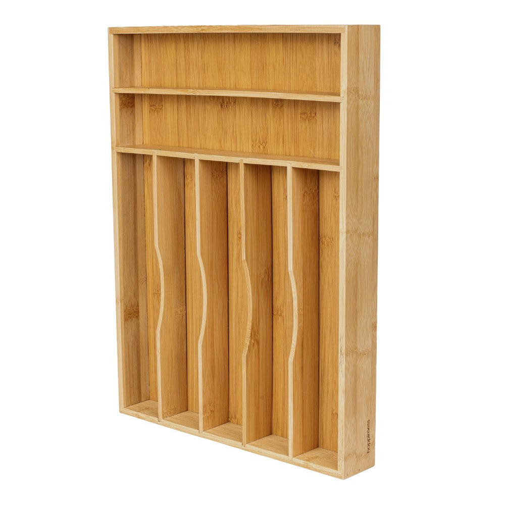 Sora 16.3 in. W x 12.3 in. D x 2 in. H Modern Farmhouse Handcrafted Bamboo 7-Slot Kitchen Drawer Organizer