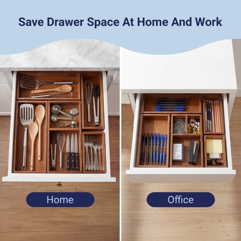 Brindle Handcrafted 5-Piece Multi-Use Individual Bamboo Drawer Organizer Boxes