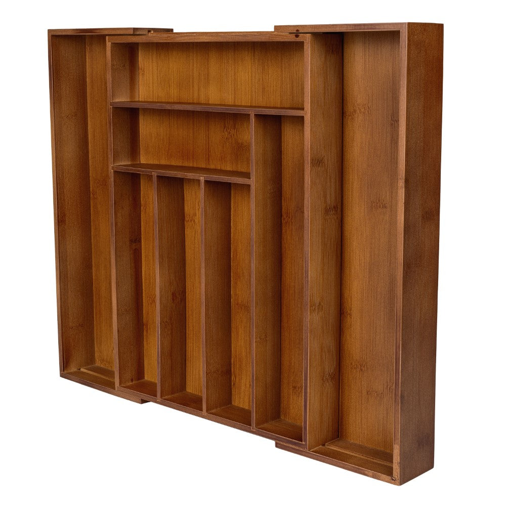 Virella 12.2 in. W x 17 in. D x 2.4 in. H Modern Farmhouse Handcrafted Bamboo Expandable 8-Slot Kitchen Drawer Organizer