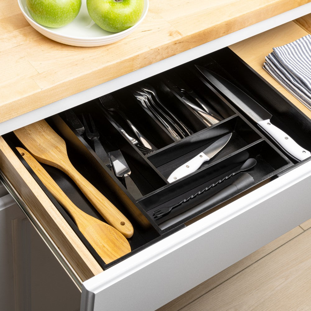Virella 12.2 in. W x 17 in. D x 2.4 in. H Modern Farmhouse Handcrafted Bamboo Expandable 8-Slot Kitchen Drawer Organizer