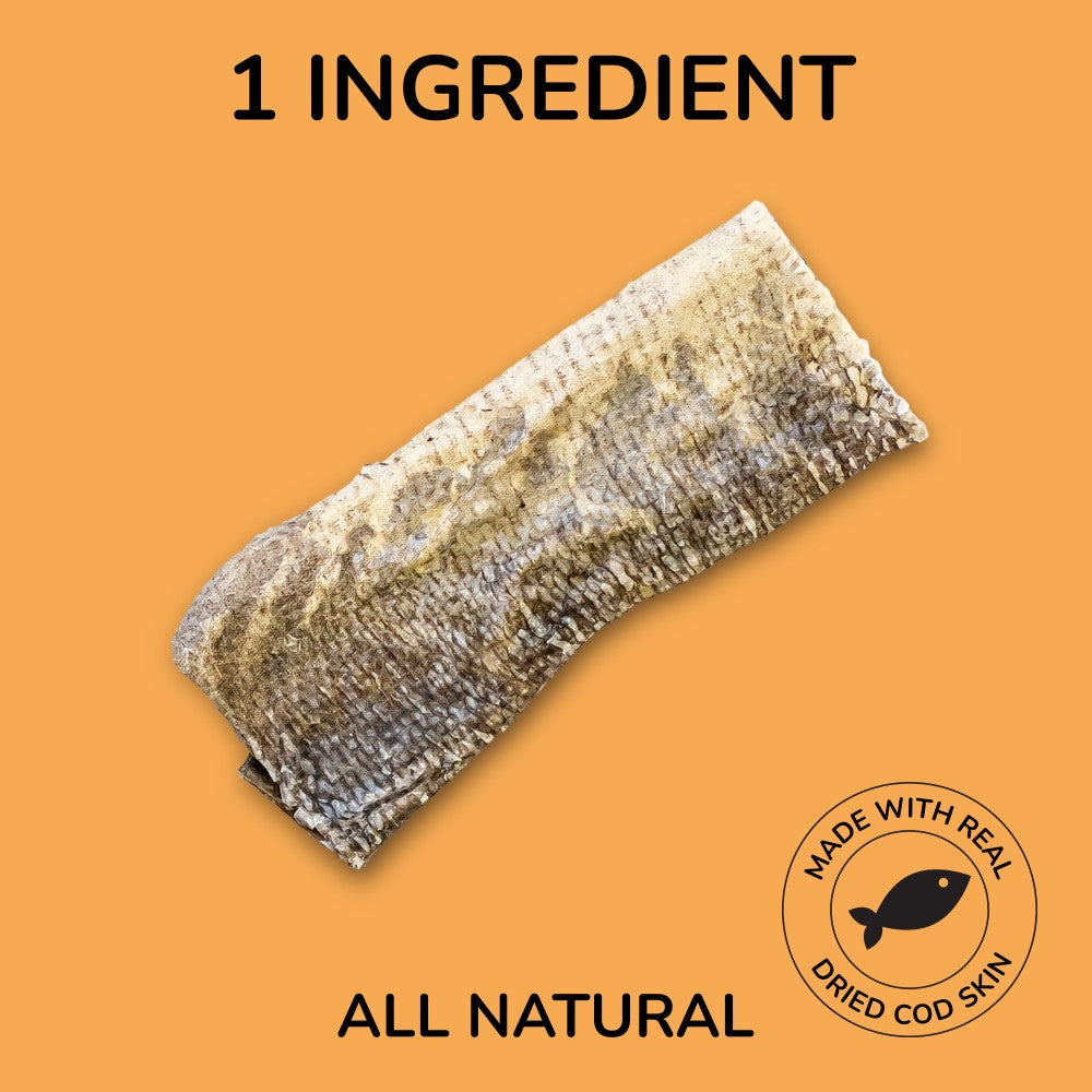 OakTreat Gluten and Grain-Free Omega-3 Single Ingredient Crunchy Dried Cod Skin for Dogs