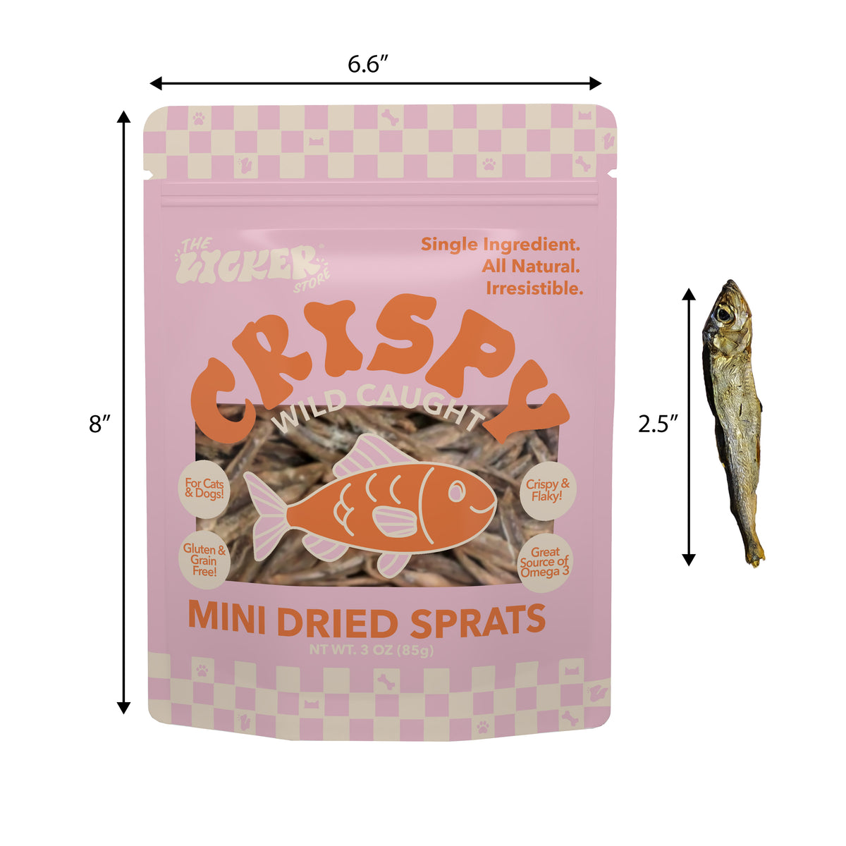 Crunch Gluten and Grain-Free Omega-3 Single Ingredient Crunchy Dried Baltic Sprats for Dogs and Cats
