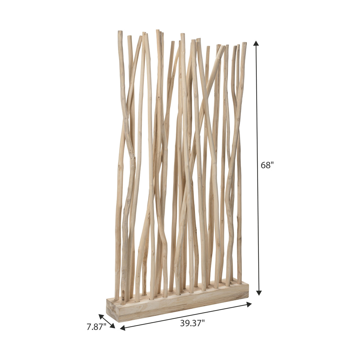 Velmora 39"W x 68"H Coastal Bohemian Handcrafted Teak Branch Single Panel Room Divider
