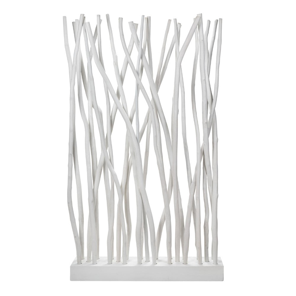 Velmora 39"W x 68"H Coastal Bohemian Handcrafted Teak Branch Single Panel Room Divider