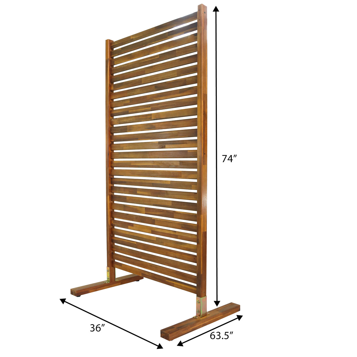 Arcelon 36"W x 74"H Coastal Transitional Acacia Wood Slat Indoor/Outdoor Single Panel Room Divider