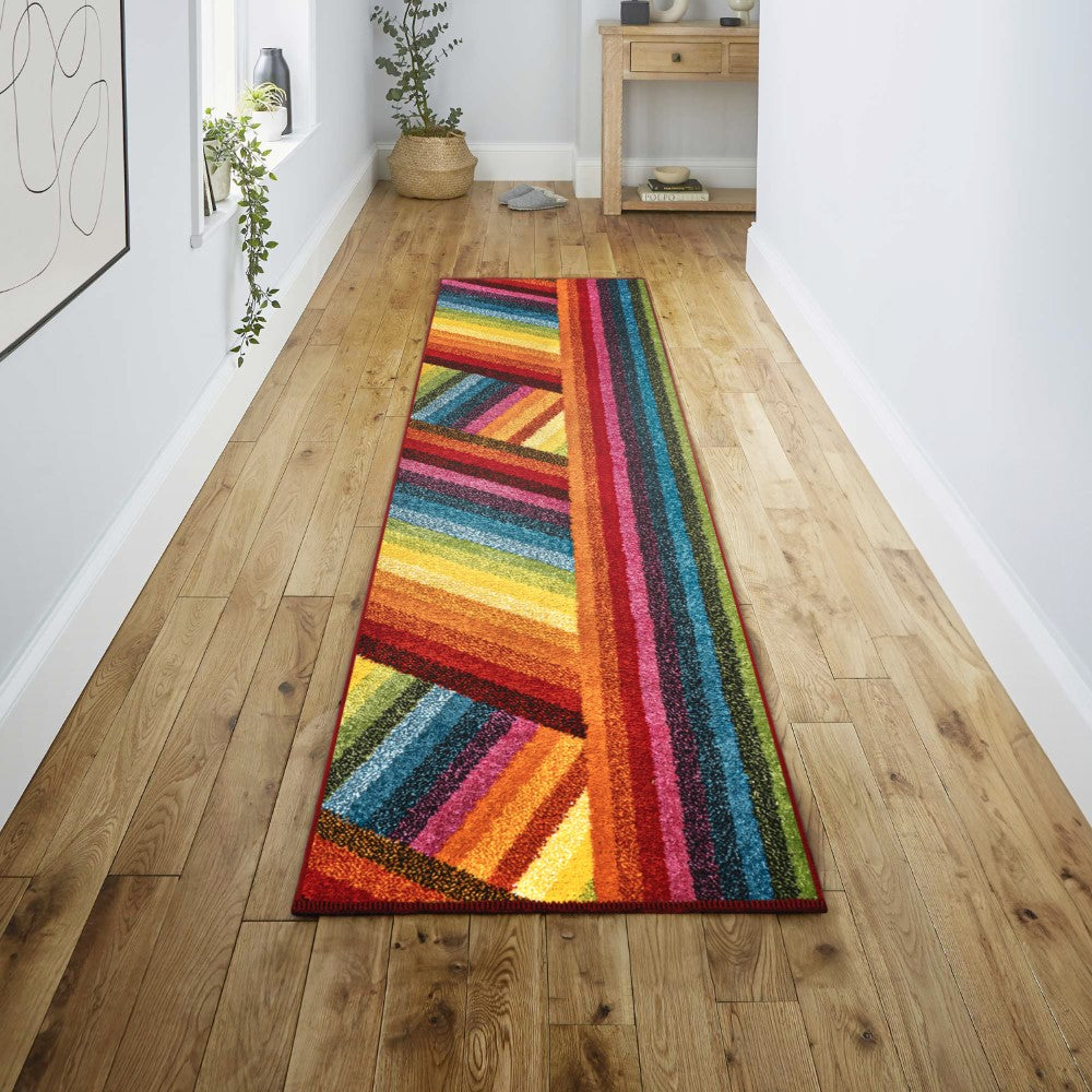 Naz Rainbow Contemporary Stripe Area Rug