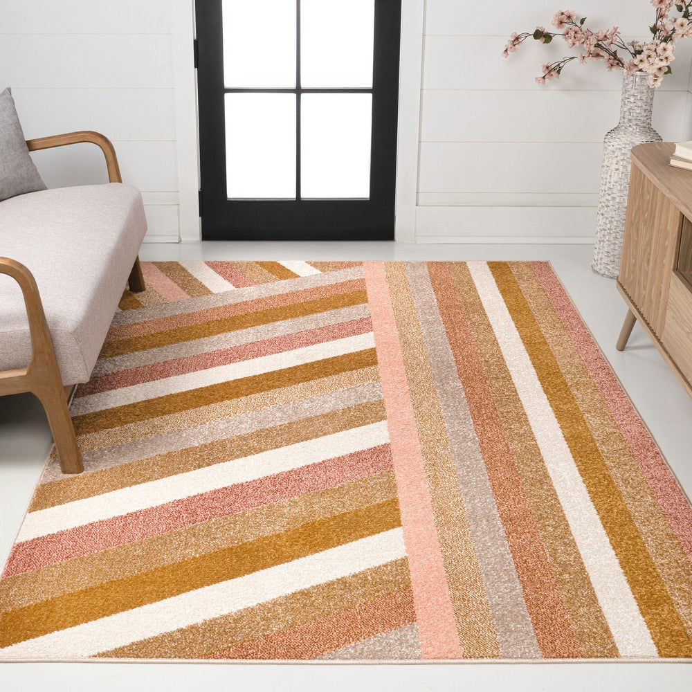 Naz Rainbow Contemporary Stripe Area Rug