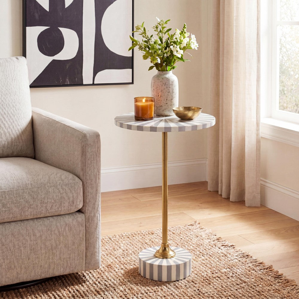 Skyler 23.5" Contemporary Minimalist Metal/Resin Round End Table