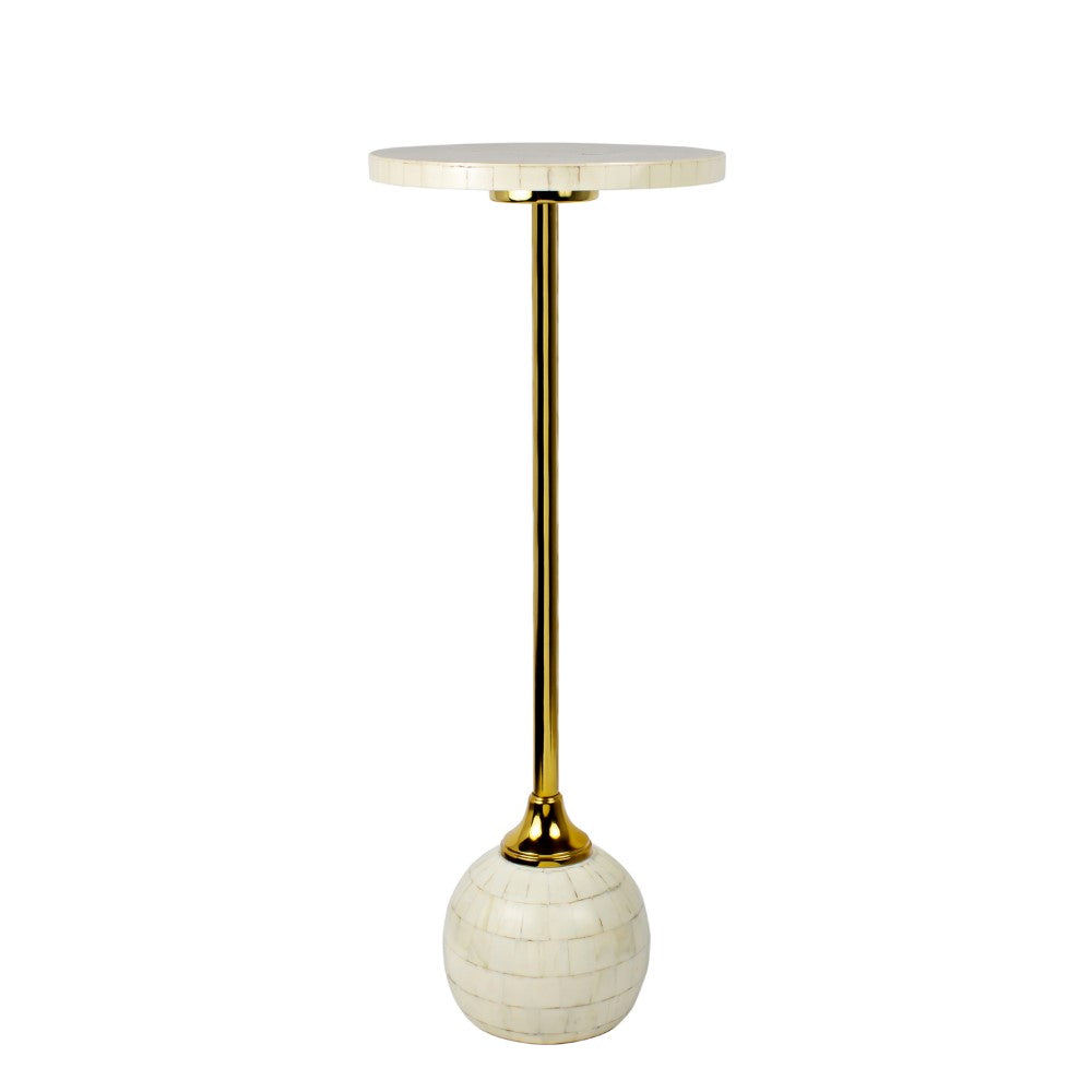 Stone 26" Modern Glam Metal/Resin Mosaic Pedestal Drink Table