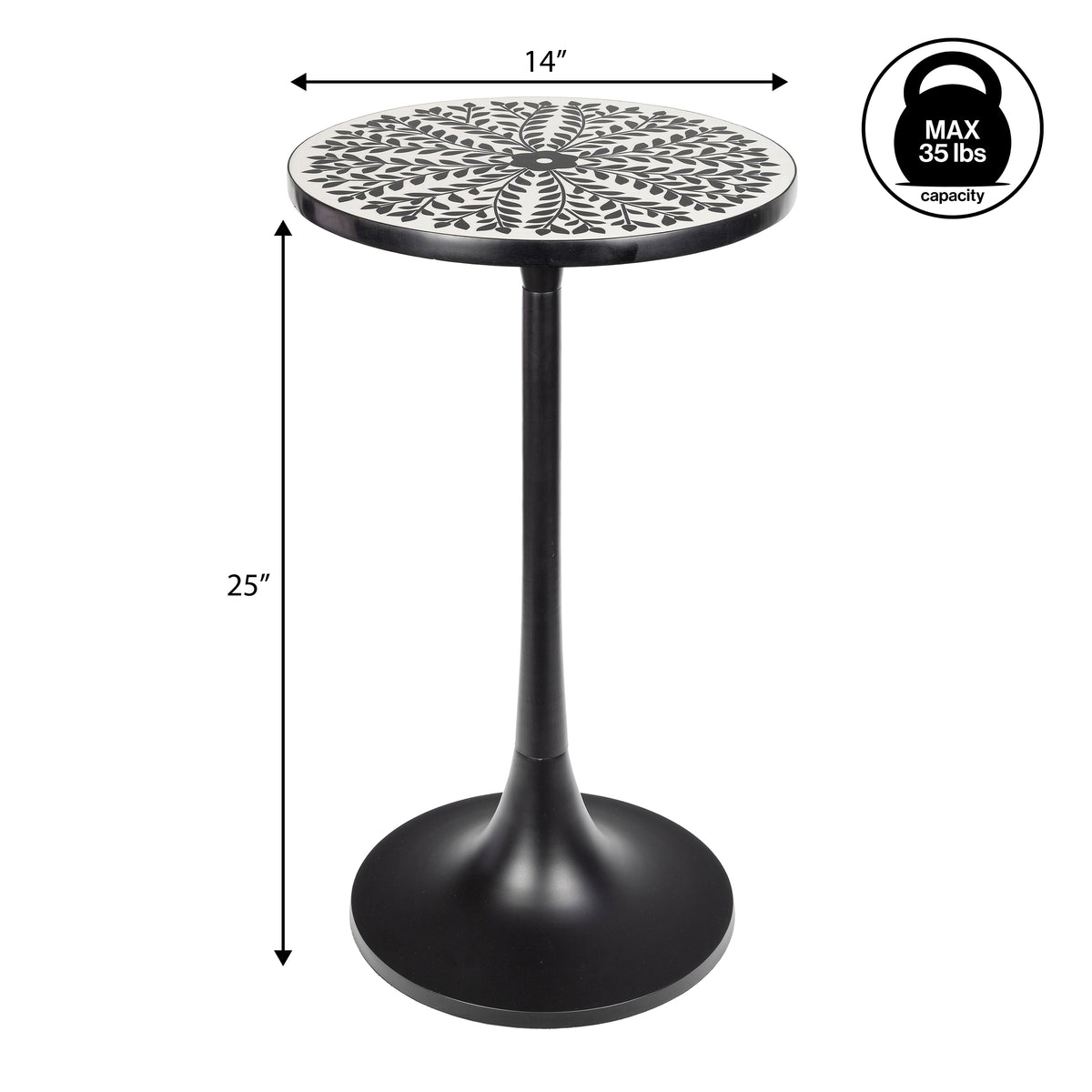 Brook 25" Modern Bohemian Metal/Resin Inlay Top End Table