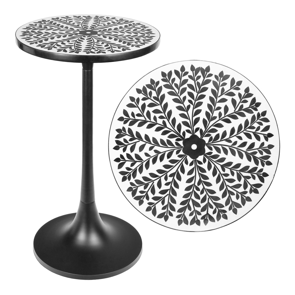 Brook 25" Modern Bohemian Metal/Resin Inlay Top End Table