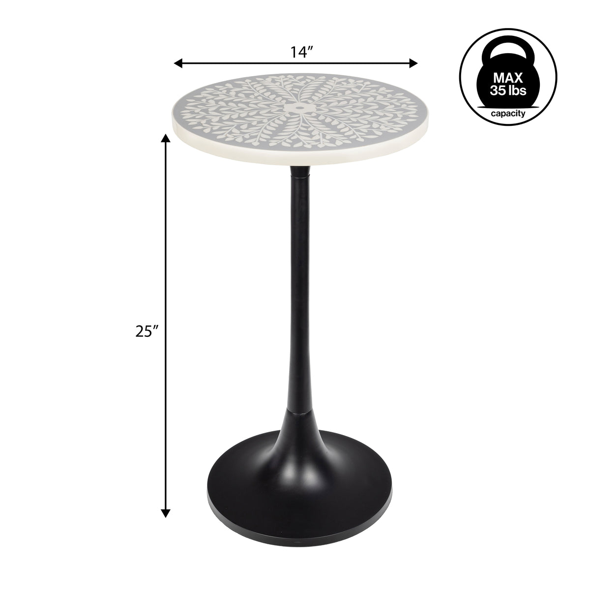 Brook 25" Modern Bohemian Metal/Resin Inlay Top End Table