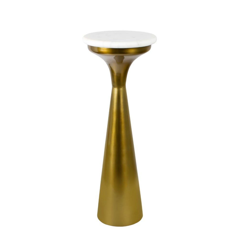 Dew 22.25" Mid-Century Glam Retro Metal Drink Table with Marble Top