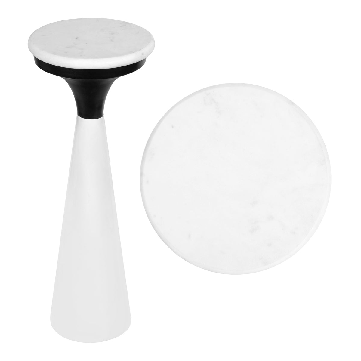 Dew 22.25" Mid-Century Glam Retro Metal Drink Table with Marble Top