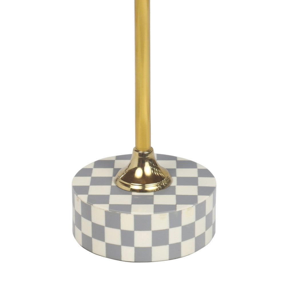 Falix 24" Art Deco Metal/Resin Checkerboard Round Drink Table