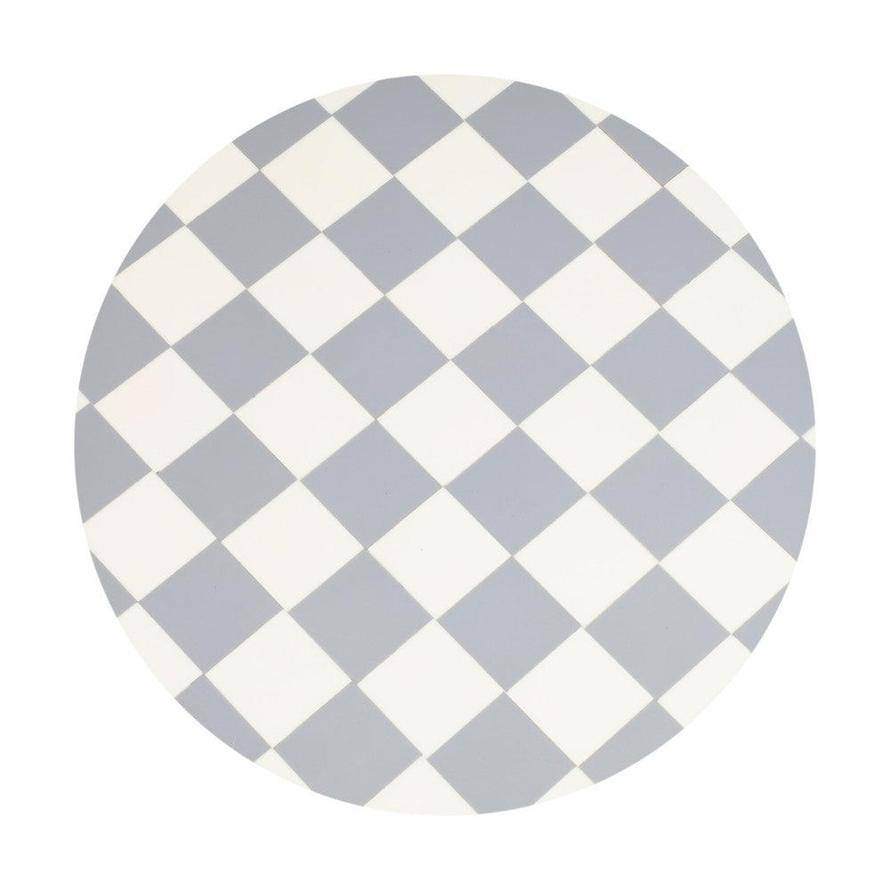 Falix 24" Art Deco Metal/Resin Checkerboard Round Drink Table