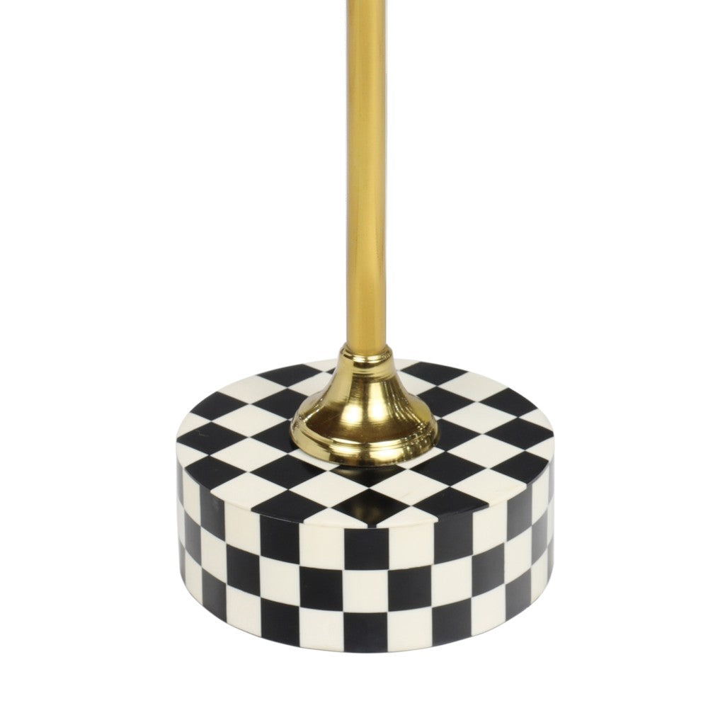 Falix 24" Art Deco Metal/Resin Checkerboard Round Drink Table