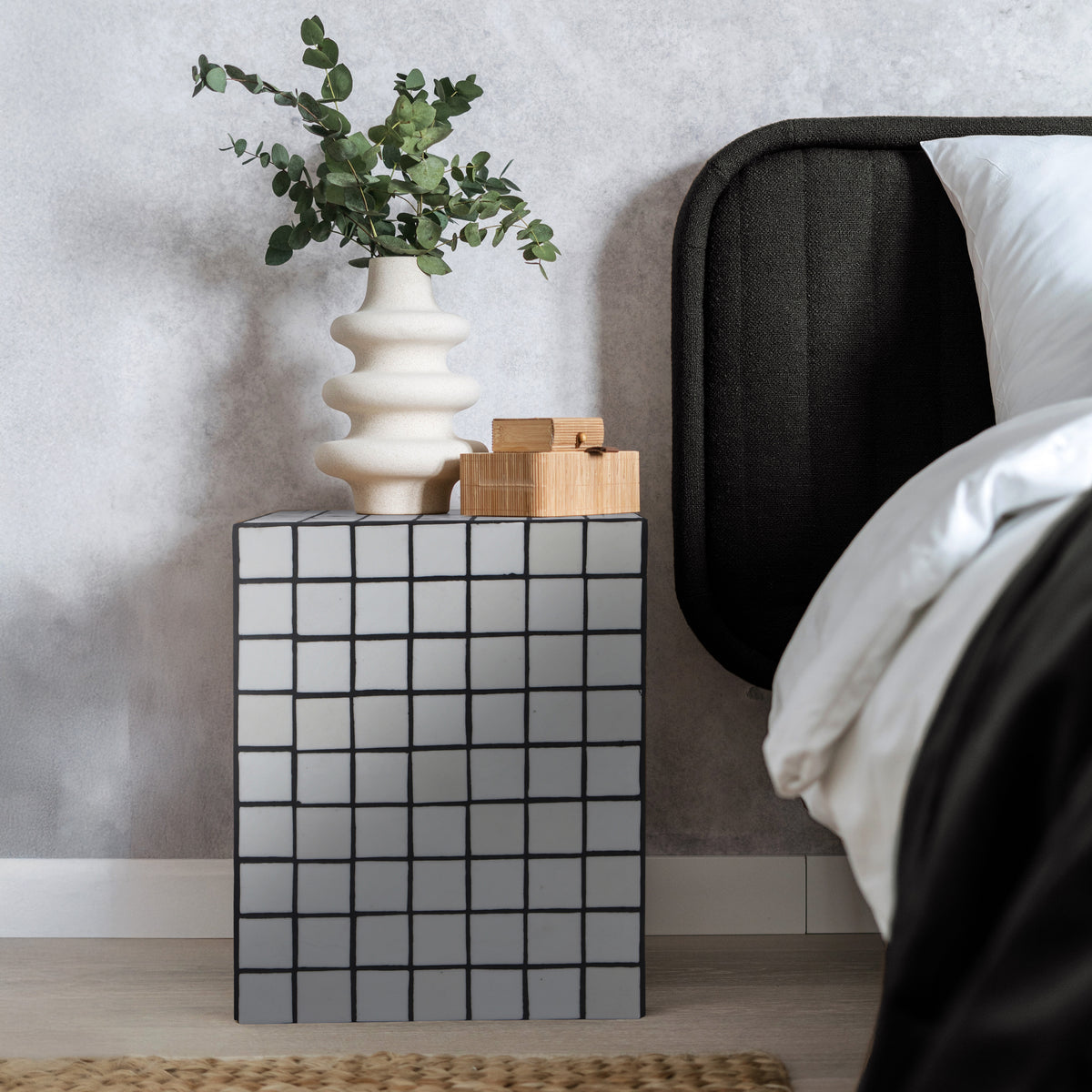 Tigran 18" Modern Bohemian Ceramic Tiled Rectangle End Table