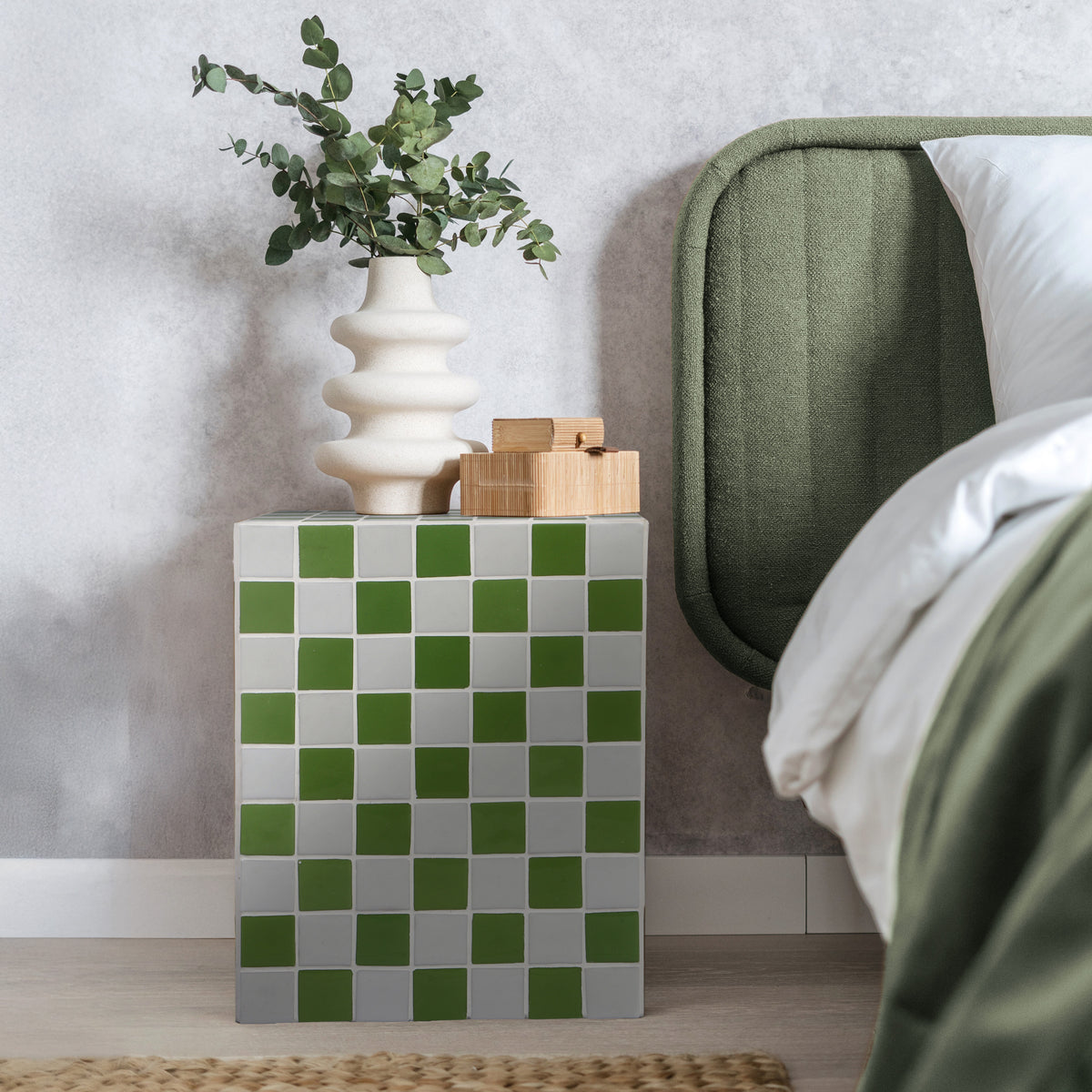 Tigran 18" Modern Bohemian Ceramic Tiled Rectangle End Table