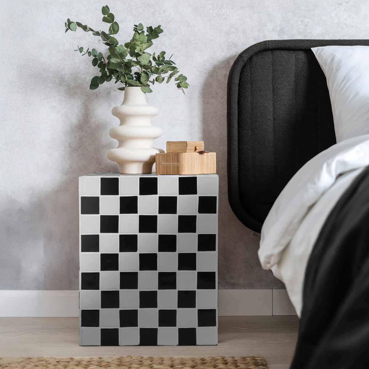 Tigran 18" Modern Bohemian Ceramic Tiled Rectangle End Table