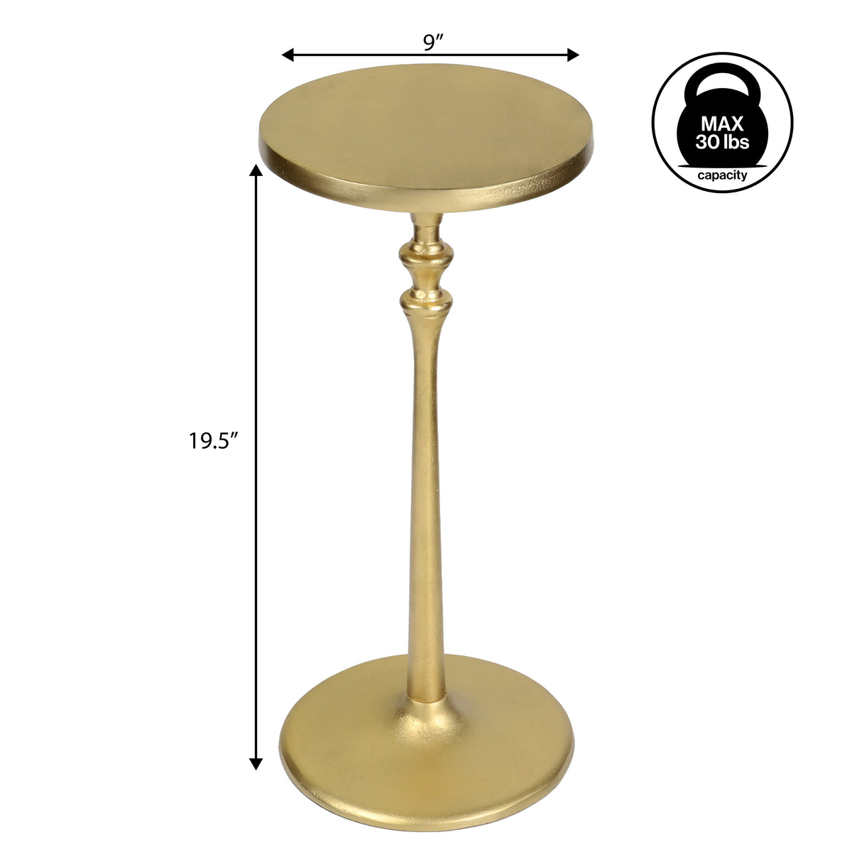 Orva 19.5" Art Deco Classic Pedestal Round Metal Drink Table and Decorative End Table