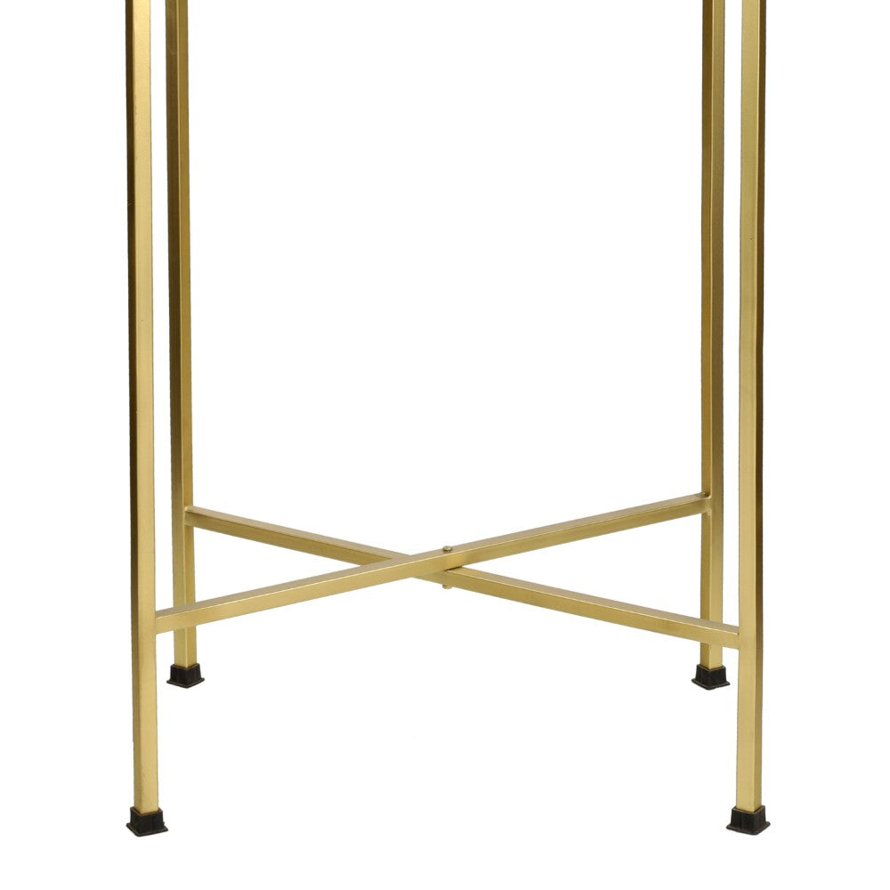 Verdae 26.25" Industrial Classic Metal Foldable Rectangular End Table and Side Table with Mirrored Removable Tray Top