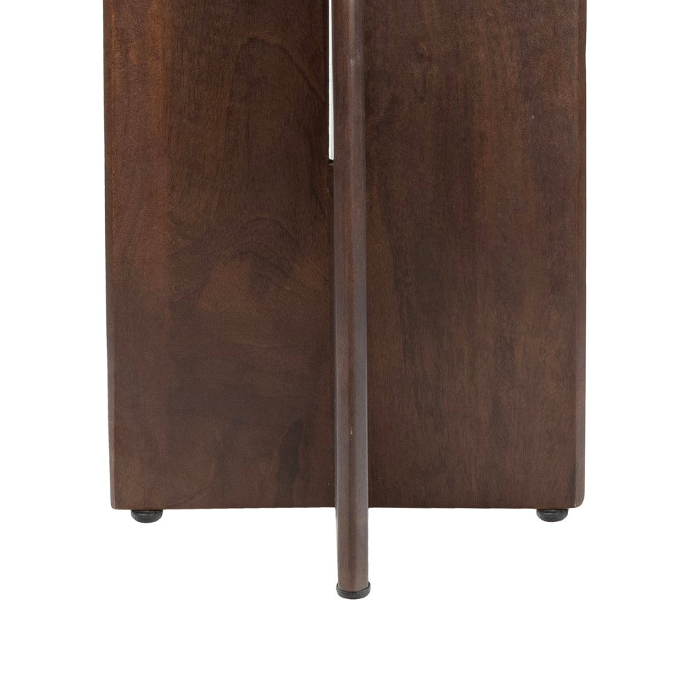 Cinderbrook 18" Rustic Minimalist Marble/Wood X-Base Accent Table