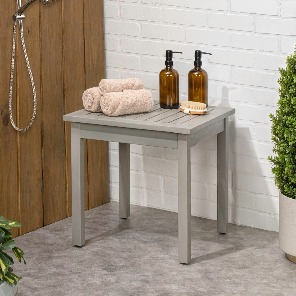 Velin 18.9" Modern Classic Square Slatted Solid Acacia Wood Indoor/Outdoor Adirondack Side Table