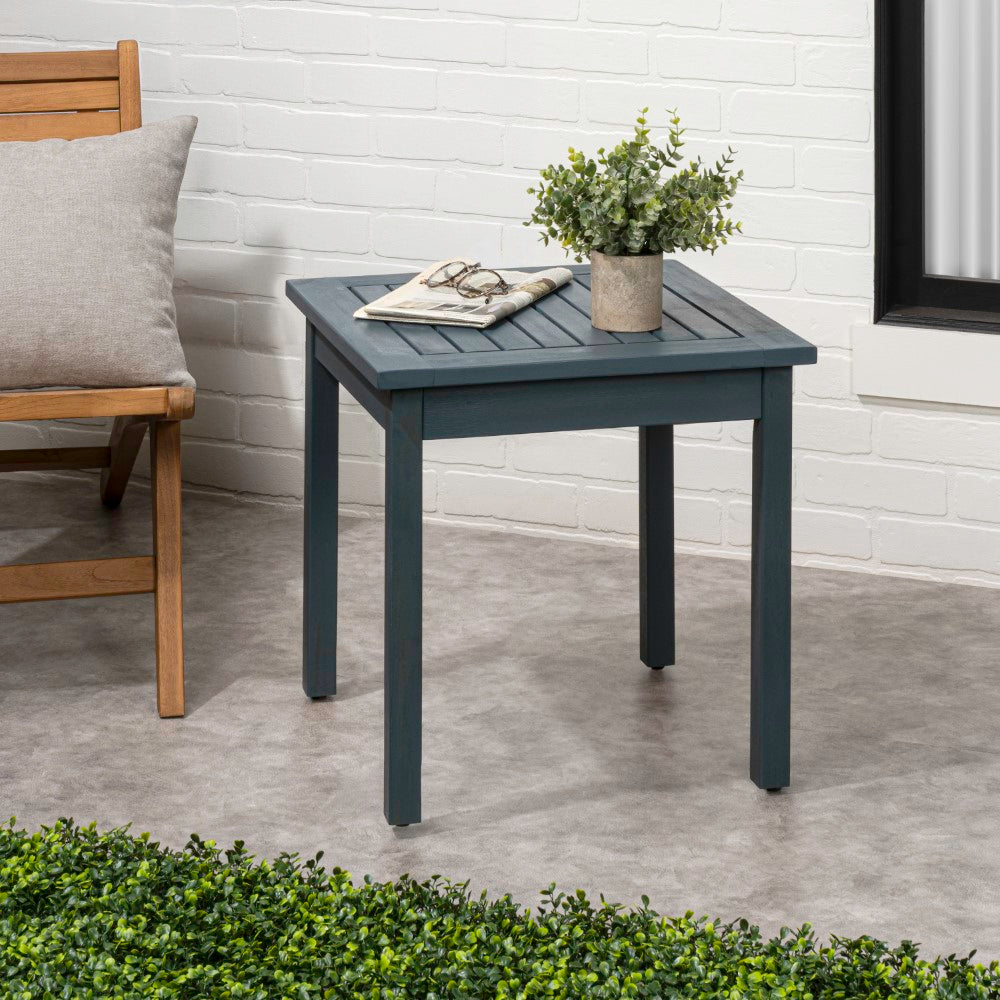 Velin 18.9" Modern Classic Square Slatted Solid Acacia Wood Indoor/Outdoor Adirondack Side Table