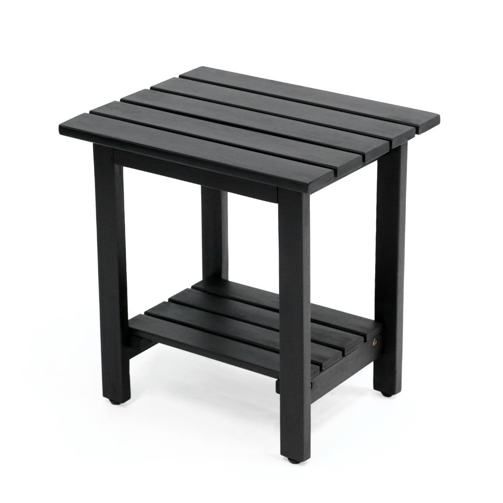 Lumara 16.1" Cottage Classic Slatted Solid Acacia Wood Indoor/Outdoor Shower Bench with Shelf