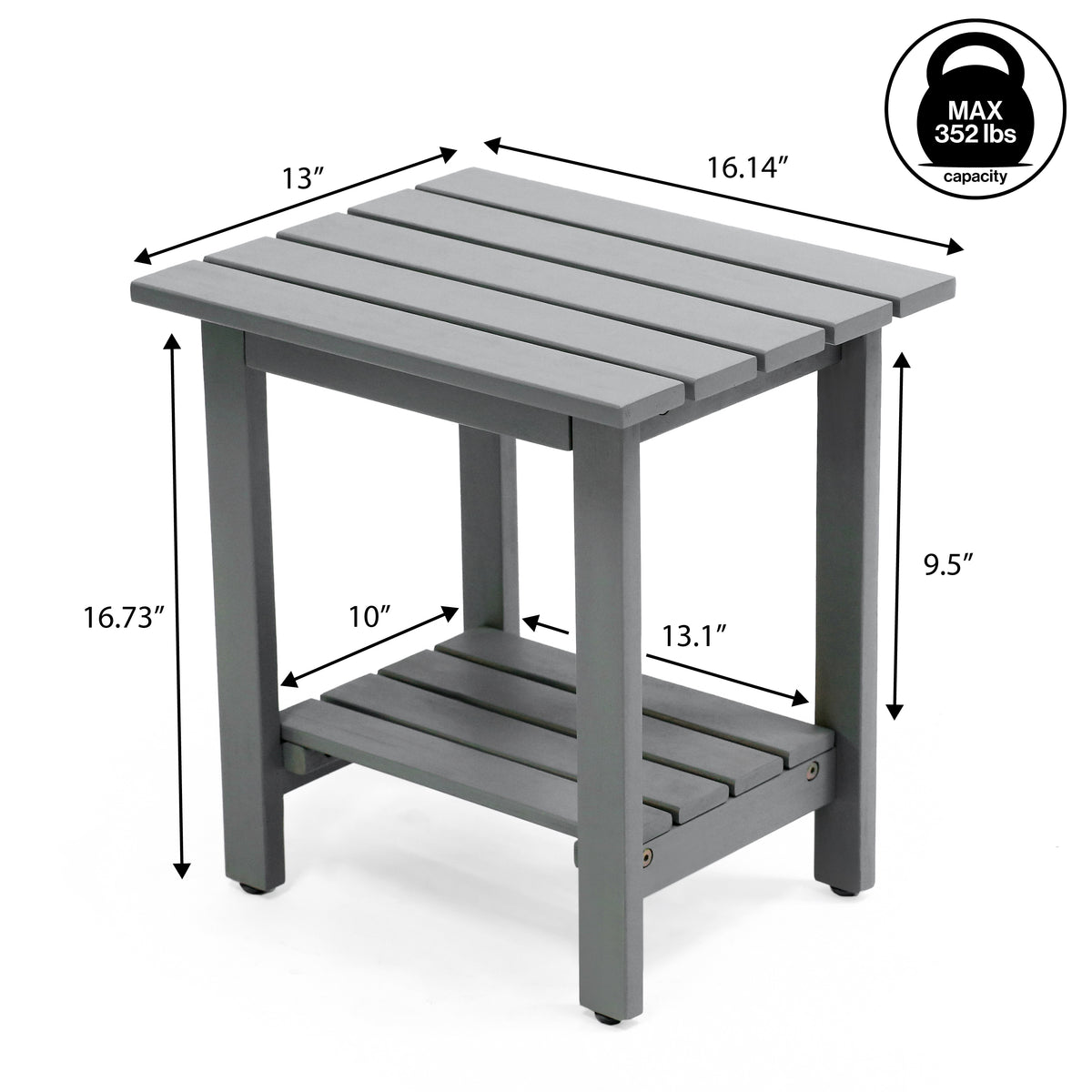 Lumara 16.1" Cottage Classic Slatted Solid Acacia Wood Indoor/Outdoor Shower Bench with Shelf