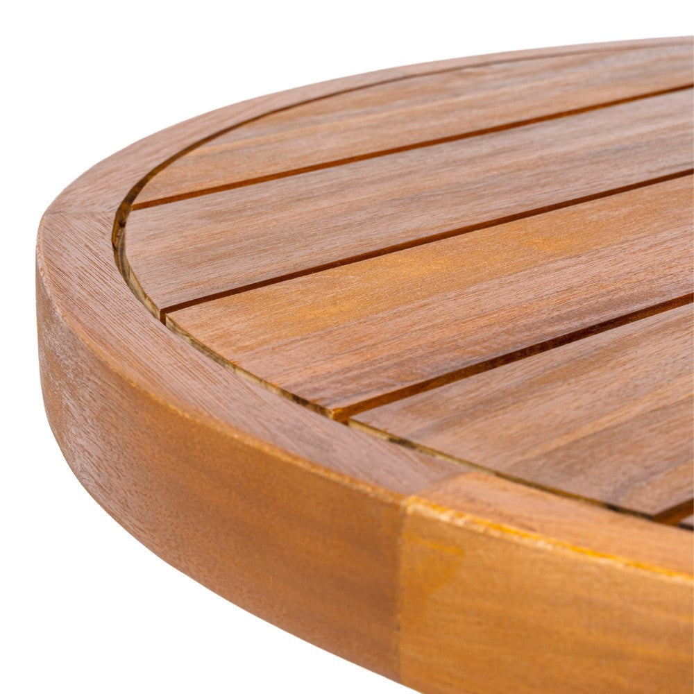 Elvanto 27.5" Modern Coastal Acacia Wood Indoor/Outdoor Pedestal Base Round Coffee Table