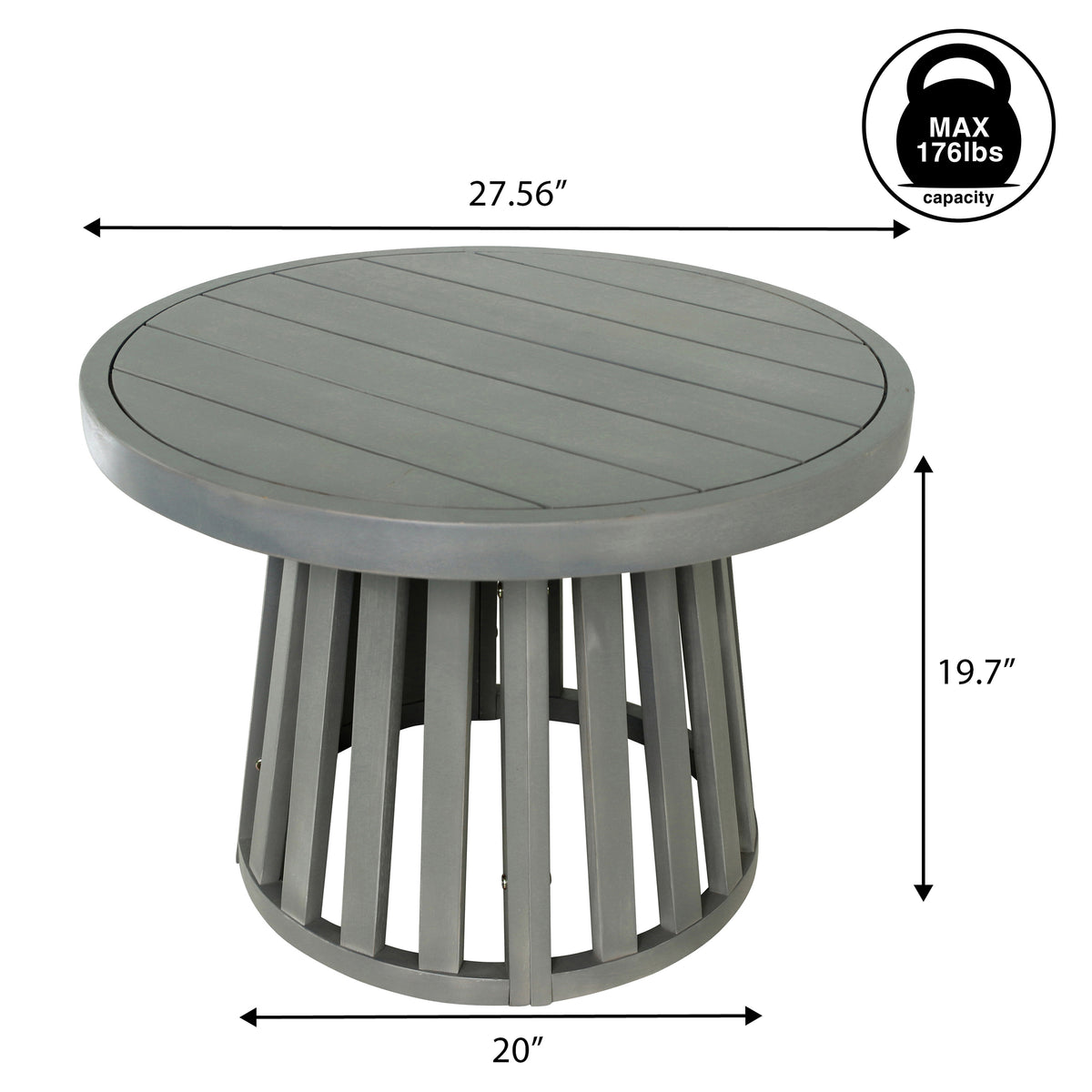 Elvanto 27.5" Modern Coastal Acacia Wood Indoor/Outdoor Pedestal Base Round Coffee Table